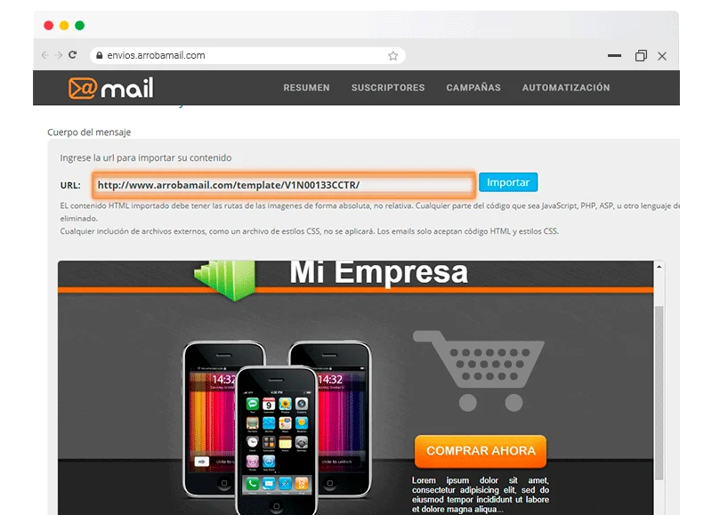 Templates o Plantillas - Importar URL